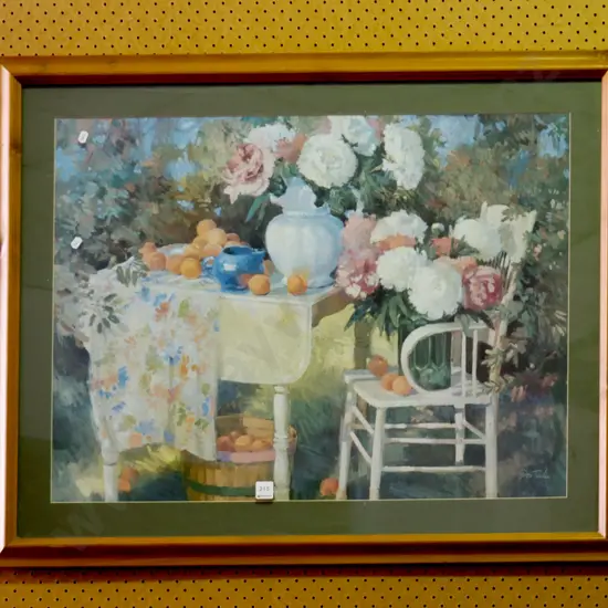 framed print - still life table and flowers