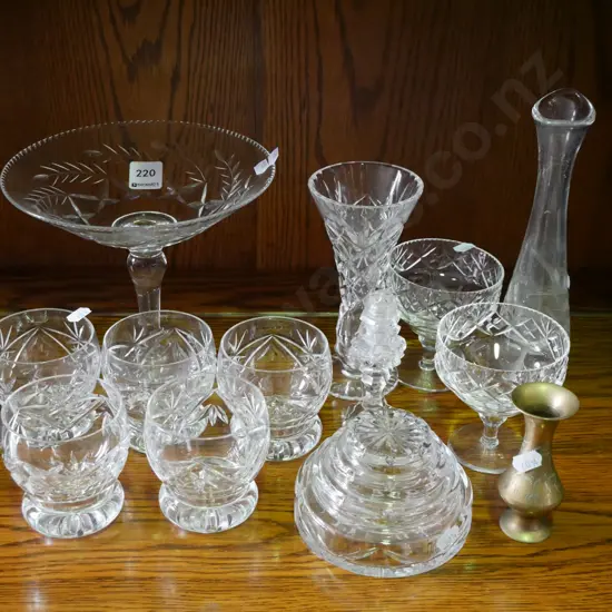 cut crystal comport, whisky tumblers, vase etc
