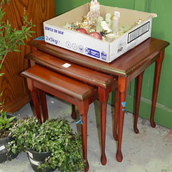 nest of 3 mahogany tables