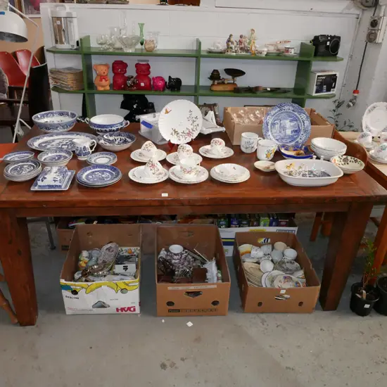 large heavy solid pine dining table H-770 W-1800 D-1000- no chairs