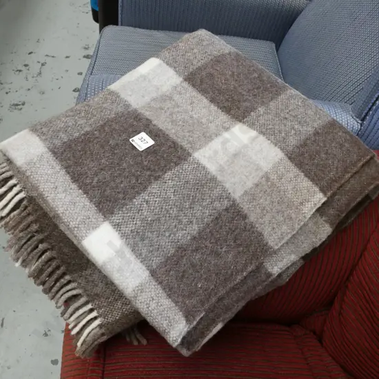 brown checked woollen blanket