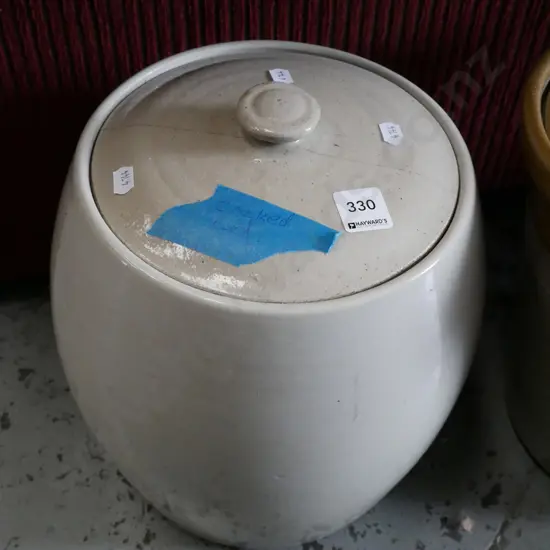 storage crock with repaired lid