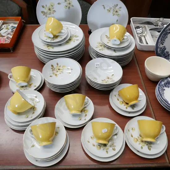 Japanese yellow floral dinner items