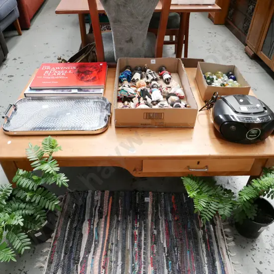 solid rimu table made from top part of single drawer desk H-400 W-1200 D-770