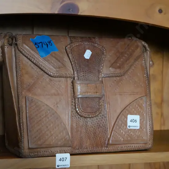 tooled leather hand bag