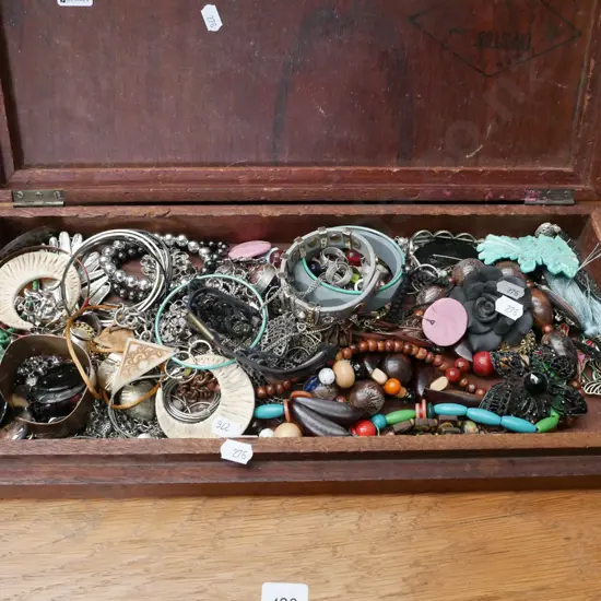 lidded box and costume jewellery