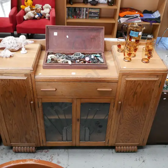 oak sideboard - 2 doors and 2 leadlight doors H-930 W-1300 W-430