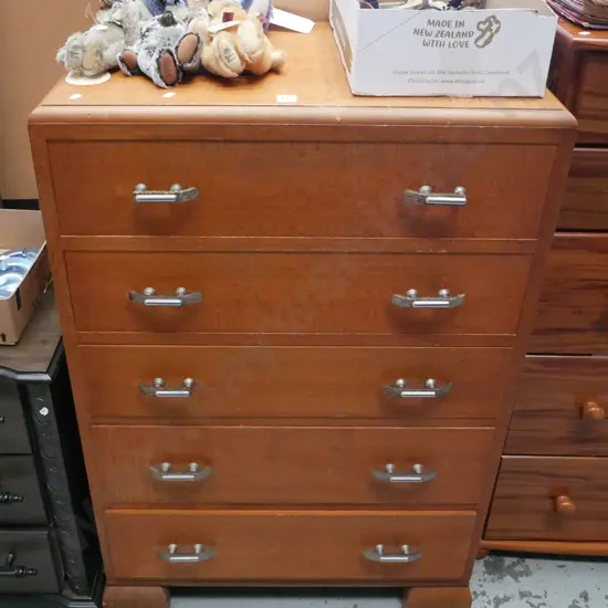 deco puriri 5 drawer tallboy H-1040 W-685 D-440