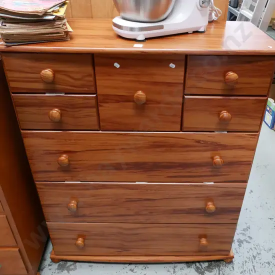 mdf faux wood veneer 8 drawer tallboy H-1090 W-900 D-400