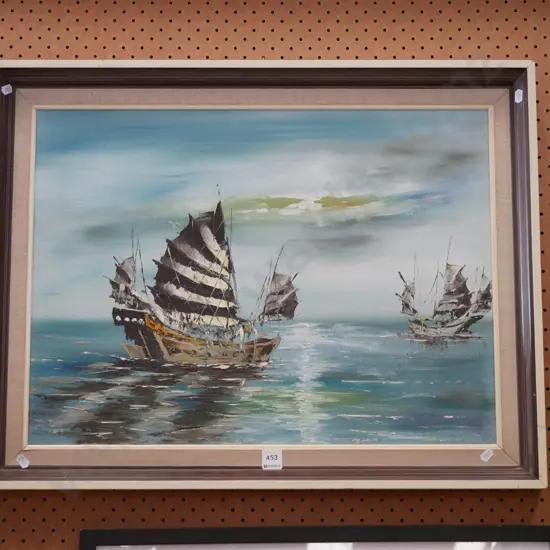 framed oil- sailing junks