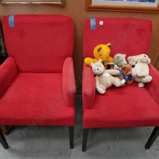 2x red reception chairs