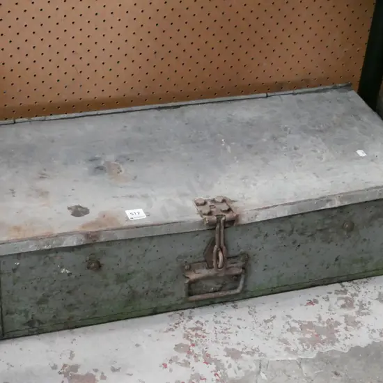 vintage wood and tin trunk