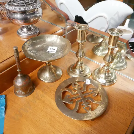 brass ware; comport, trivet, bell etc