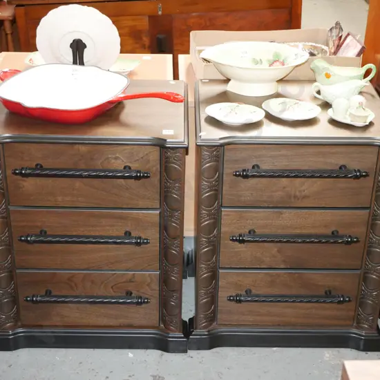 pair of mdf solid wood bedside cabinets