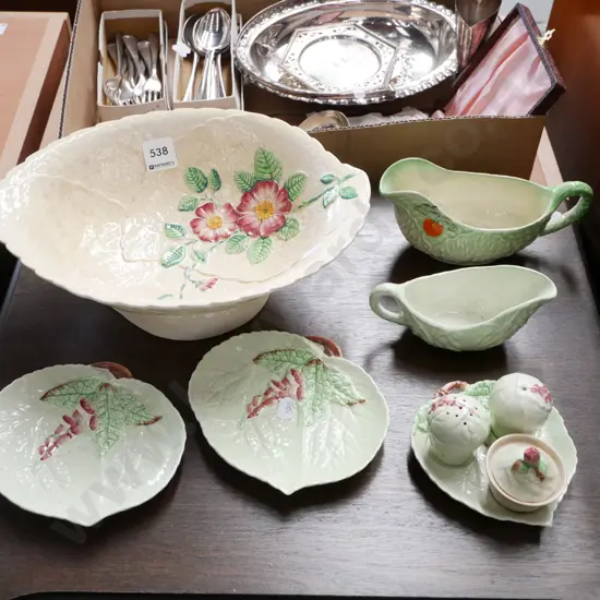 Carlton footed bowl, condiment set, gravy boat etc
