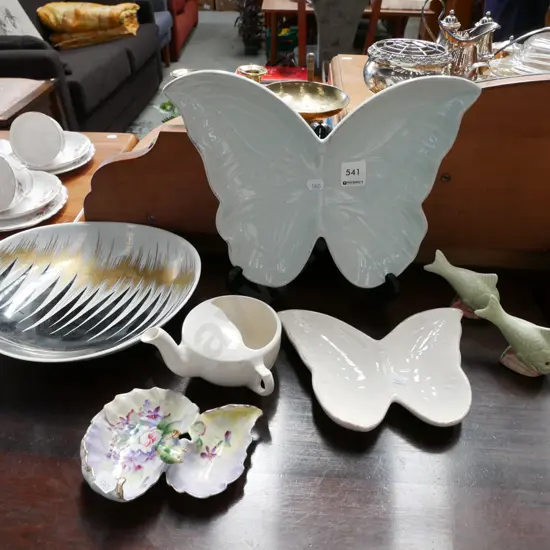 butterfly dish, German pottery bowl, invalid's mug etc