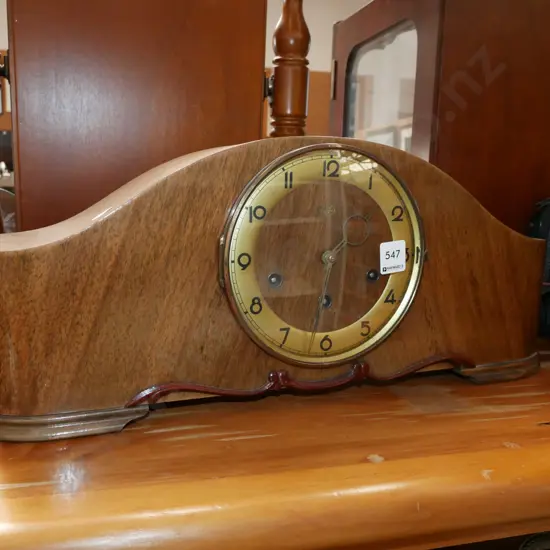 wood cased mantle clock