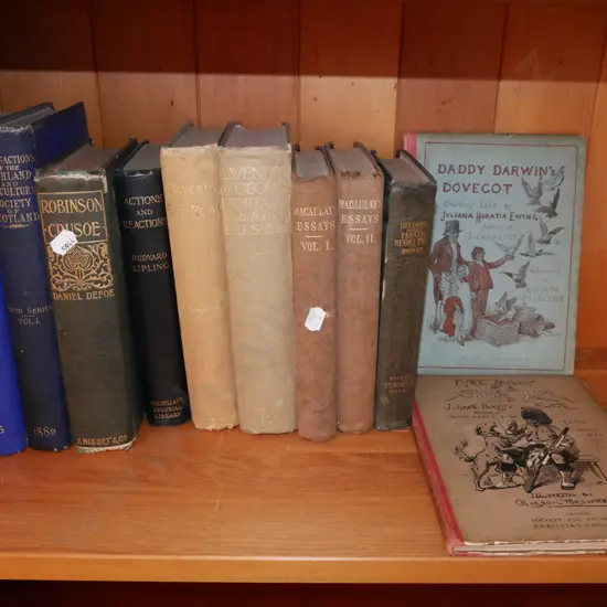 shelf of vintage books