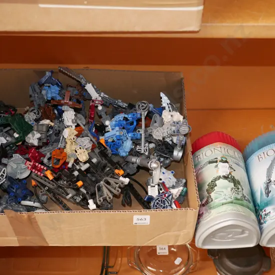 shelf of Lego bionicles