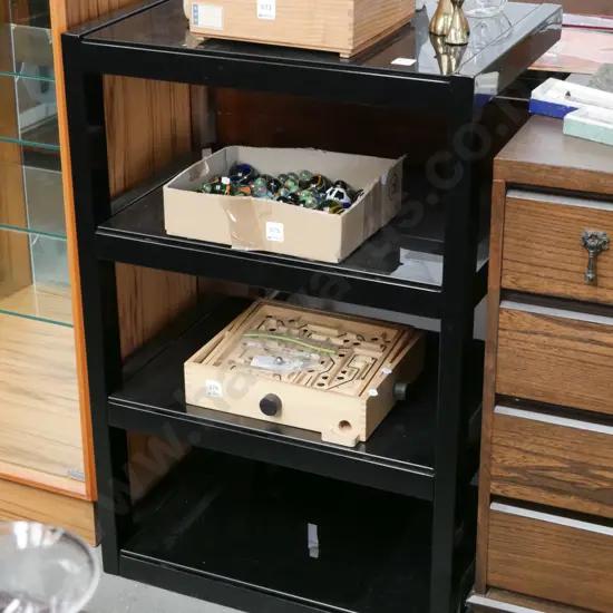 metal and black glass stereo cabinet H-870 W-570 w-400