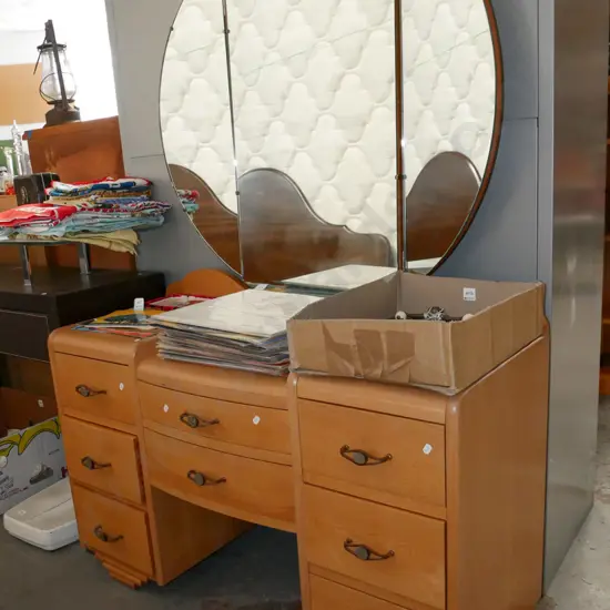 oak 8 drawer mirror back dresser H-1550 W-1060 D-420