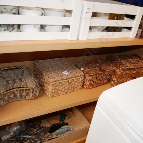 4x seagrass and cane sewing baskets