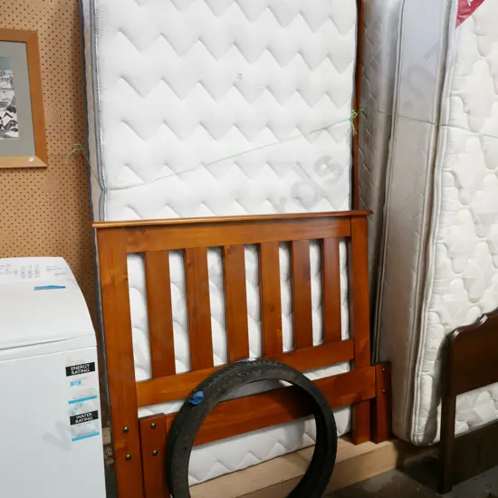 king single slat bed base, mattress and headboard