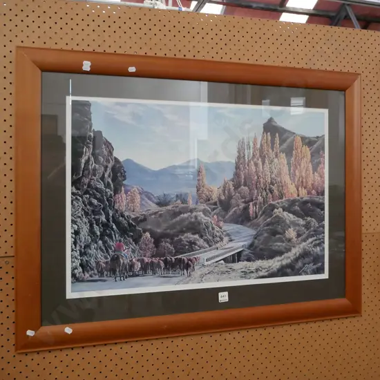 framed P Morath print - cattle over Kawerau Bridge