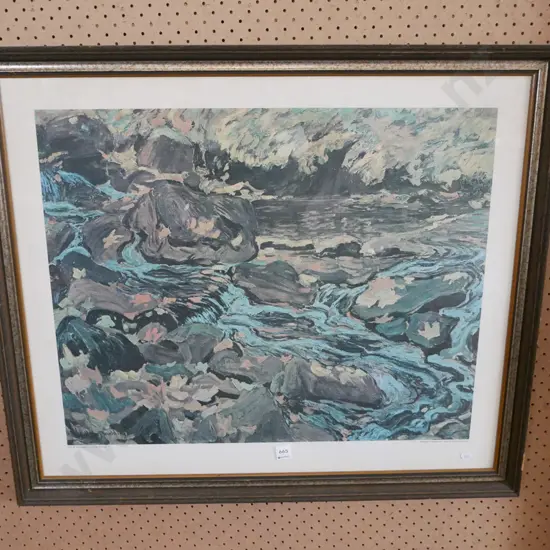 framed print - leaves on beach