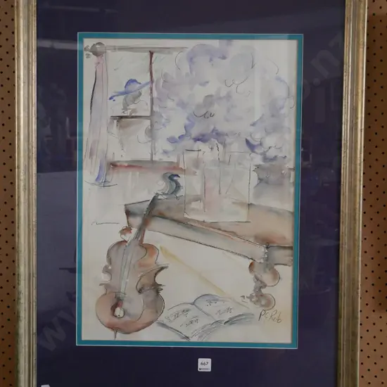 PG Rob watercolour - cello, table etc