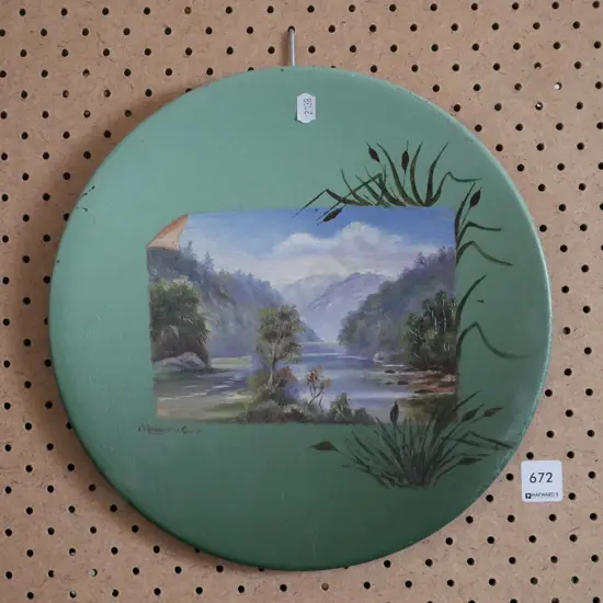 hand painted tin wall charger