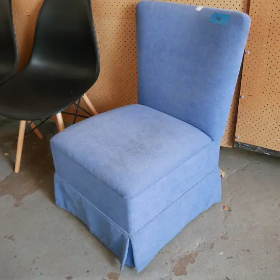 blue bedroom chair with lift up storage