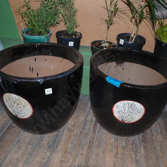 2x glazed planters Largest H-370 Diam-400