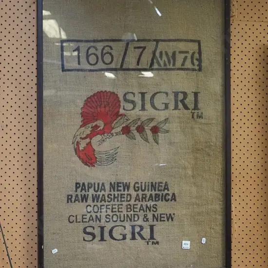 framed coffee sack