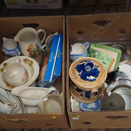 2x boxes; jugs, bowls, glassware etc