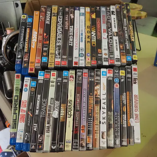 box of DVDs