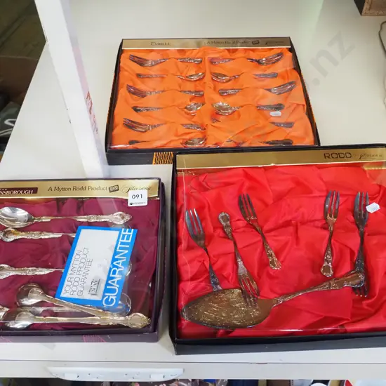 3x sets of cased Rodd cutlery
