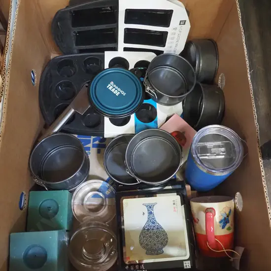 box; muffin pans, small cake tins, keep cup etc