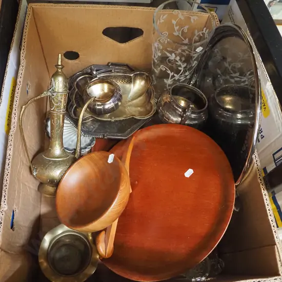 box; trays, bowls, plated ware etc