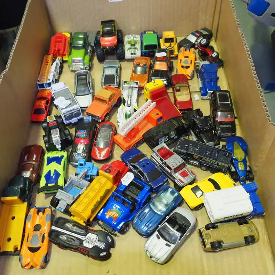 box of model vehicles