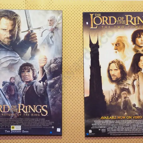 2x Lord of The Rings poster prints on board - blue dots