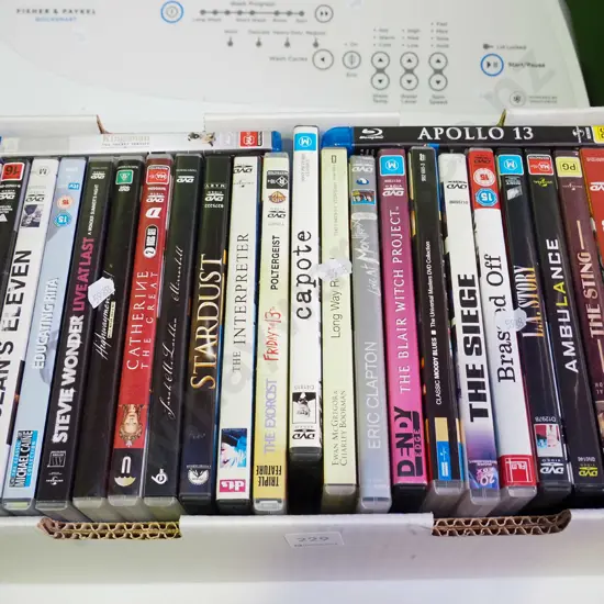 box of DVDs