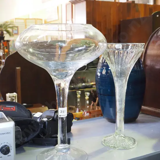 glass vase, tall glass comport H-360