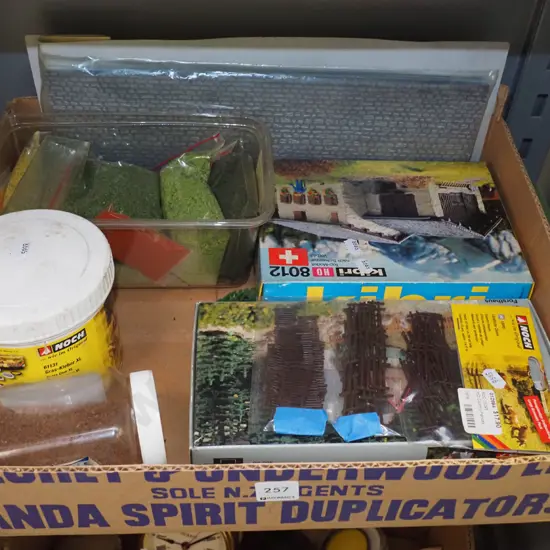 box; train layout supply, fences etc