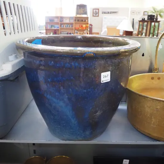 blue glazed garden planter H-310 Diam-370