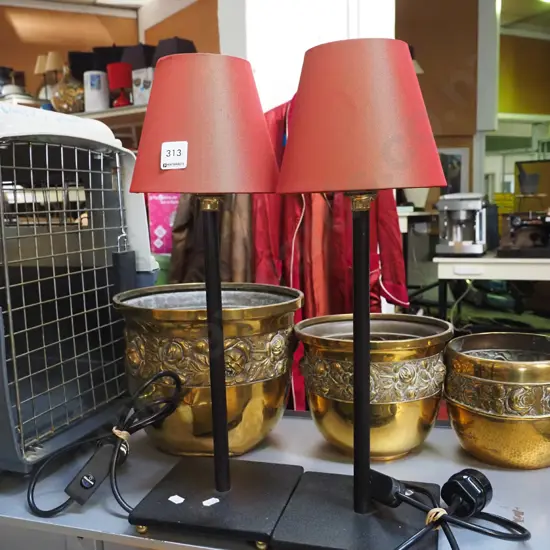 2x metal bedside lamps H-470