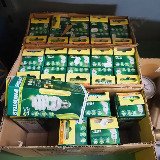 3x boxes; screw in spiral light bulbs 