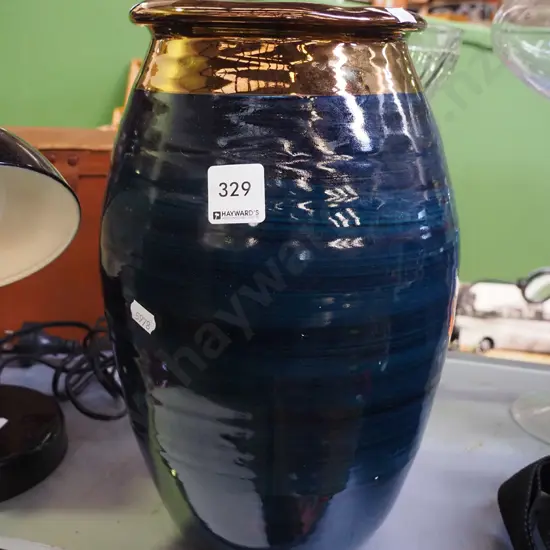 blue and gold glazed vase H-300