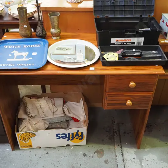 mdf faux wood veneer 2 drawer study desk H-740 W-1000 D-500