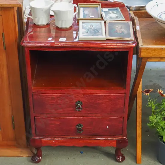 mahogany 2 drawer bedside cabinet